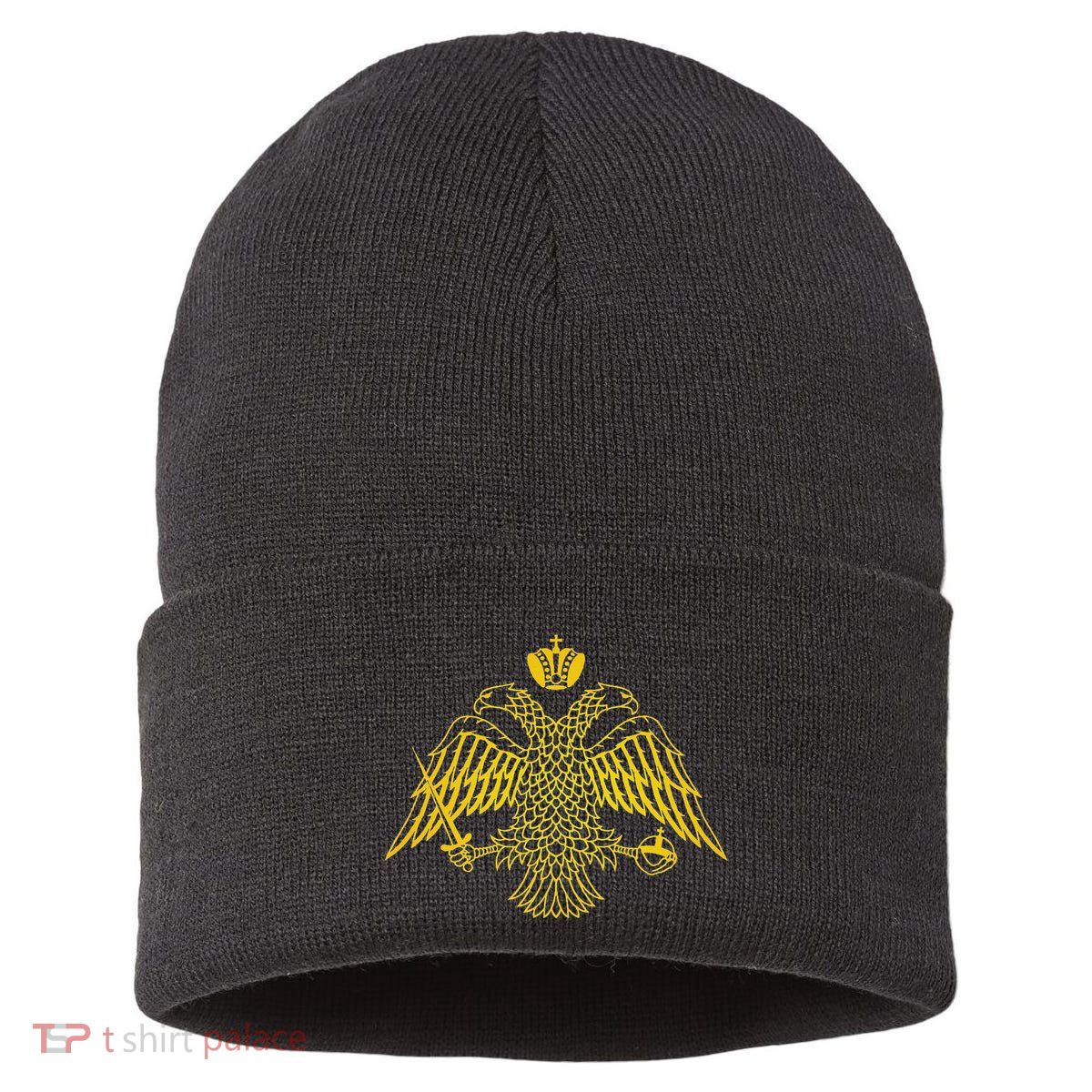 Double Headed Eagle Byzantine & Christian Orthodox Emblem Sustainable Knit Beanie