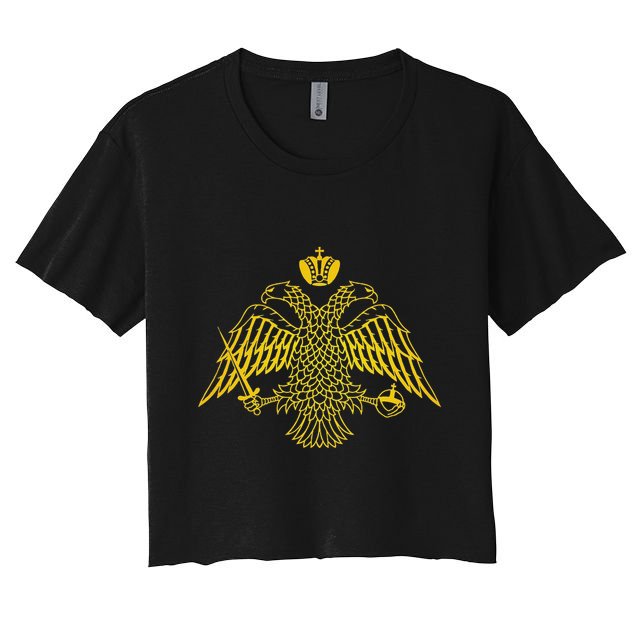 Double Headed Eagle Byzantine & Christian Orthodox Emblem Crop Top