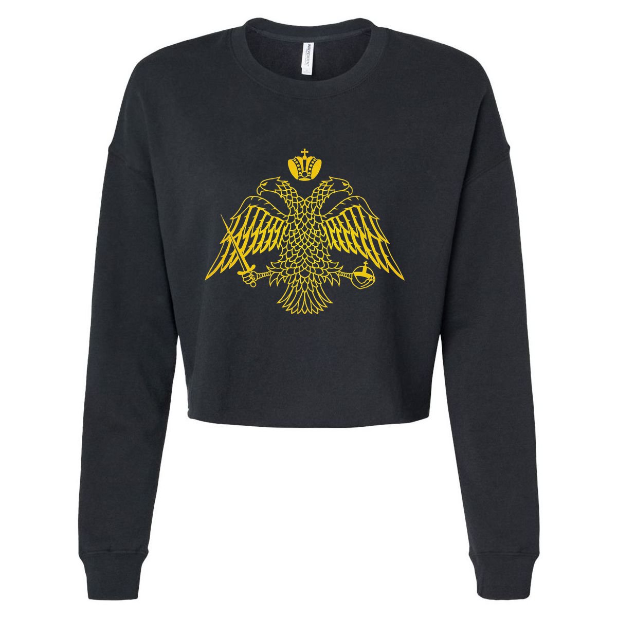 Double Headed Eagle Byzantine & Christian Orthodox Emblem Cropped Pullover Crew