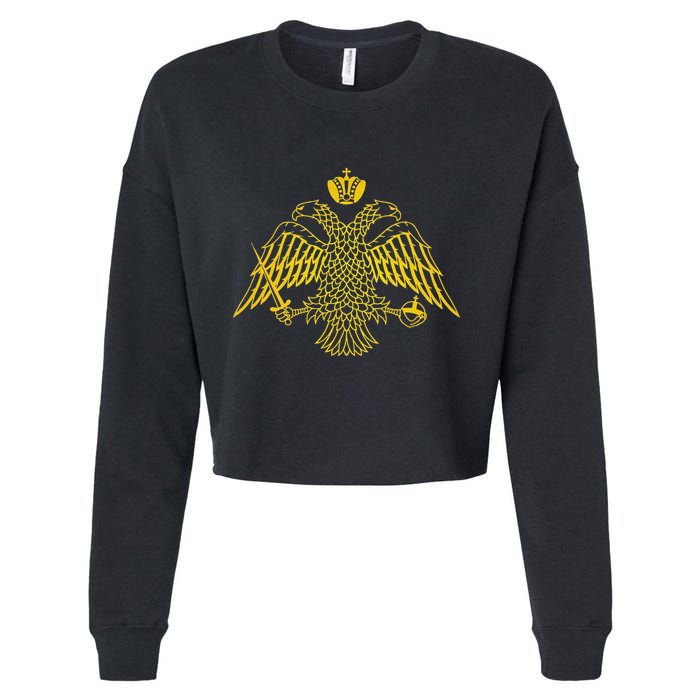 Double Headed Eagle Byzantine & Christian Orthodox Emblem Cropped Pullover Crew