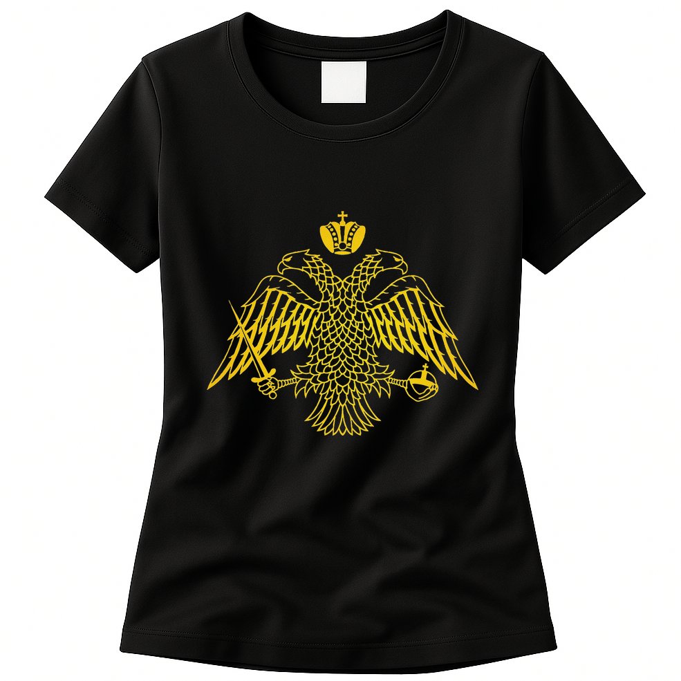 Double Headed Eagle Byzantine & Christian Orthodox Emblem Womens T-Shirt