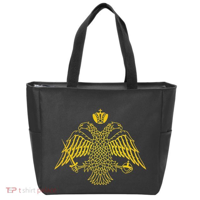 Double Headed Eagle Byzantine & Christian Orthodox Emblem Zip Tote Bag