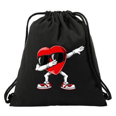Dabbing Heart FunnyValentines Day Red Heart Drawstring Bag