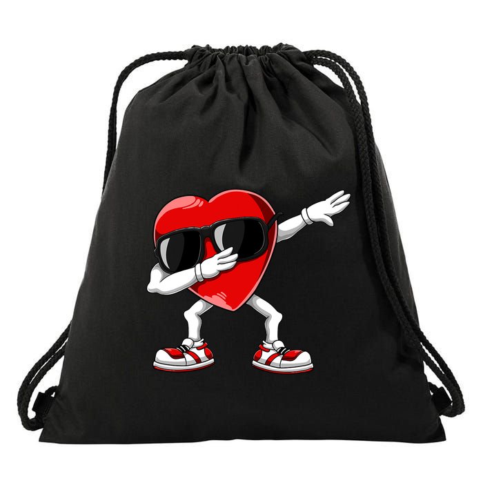 Dabbing Heart FunnyValentines Day Red Heart Drawstring Bag