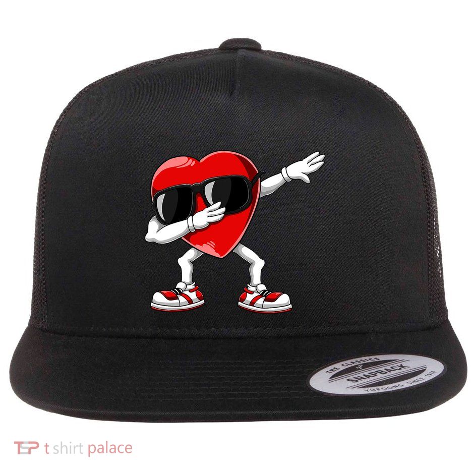 Dabbing Heart FunnyValentines Day Red Heart Flatbill Hat