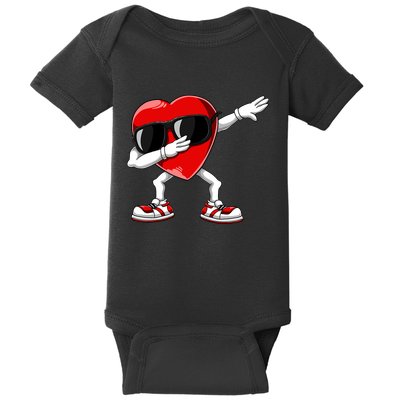 Dabbing Heart FunnyValentines Day Red Heart Baby Bodysuit