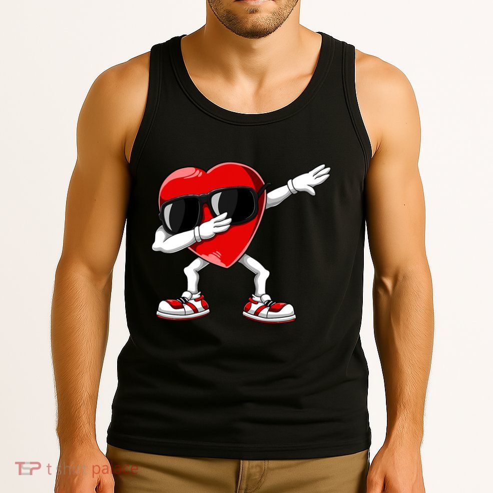 Dabbing Heart FunnyValentines Day Red Heart Tank Top