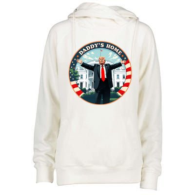 Daddys Home Funny Donald Trump White House 2024 President 47 Sweatshirt Womens Funnel Neck Pullover Hood