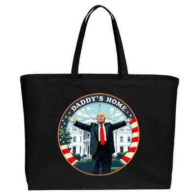 Daddys Home Funny Donald Trump White House 2024 President 47 Sweatshirt Cotton Canvas Jumbo Tote