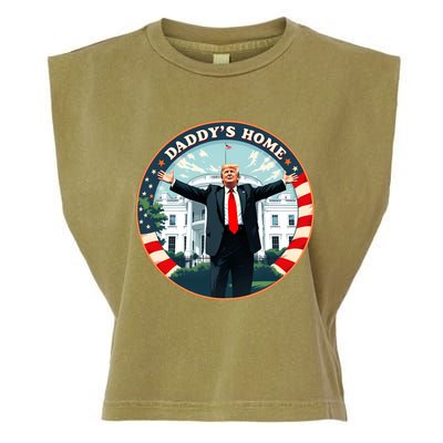 Daddys Home Funny Donald Trump White House 2024 President 47 Sweatshirt Garment-Dyed Women's Muscle Tee