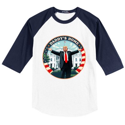 Daddys Home Funny Donald Trump White House 2024 President 47 Sweatshirt Baseball Sleeve Shirt