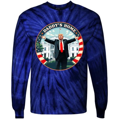 Daddys Home Funny Donald Trump White House 2024 President 47 Sweatshirt Tie-Dye Long Sleeve Shirt