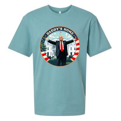 Daddys Home Funny Donald Trump White House 2024 President 47 Sweatshirt Sueded Cloud Jersey T-Shirt