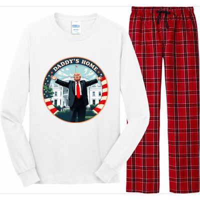 Daddys Home Funny Donald Trump White House 2024 President 47 Sweatshirt Long Sleeve Pajama Set