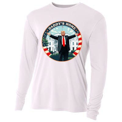 Daddys Home Funny Donald Trump White House 2024 President 47 Sweatshirt Cooling Performance Long Sleeve Crew