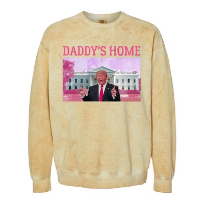 DaddyS Home Funny Pink Trump White House 2024 Colorblast Crewneck Sweatshirt