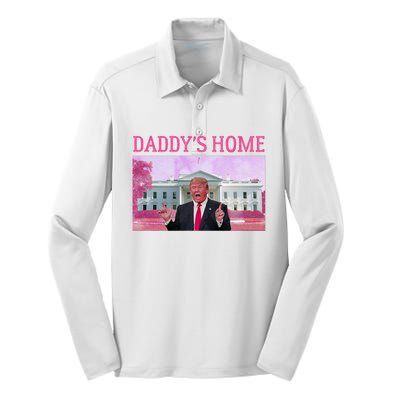 DaddyS Home Funny Pink Trump White House 2024 Silk Touch Performance Long Sleeve Polo