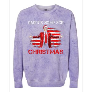 DaddyS Home For Christmas Santa Trump Xmas Colorblast Crewneck Sweatshirt