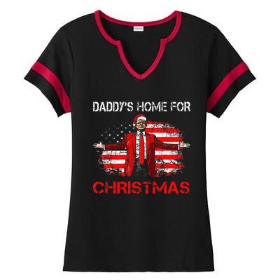 DaddyS Home For Christmas Santa Trump Xmas Ladies Halftime Notch Neck Tee