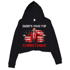 DaddyS Home For Christmas Santa Trump Xmas Crop Fleece Hoodie