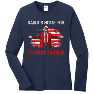 DaddyS Home For Christmas Santa Trump Xmas Ladies Long Sleeve Shirt