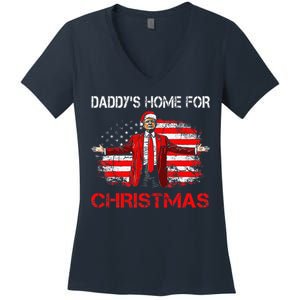 DaddyS Home For Christmas Santa Trump Xmas Women's V-Neck T-Shirt