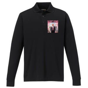 Daddys Home Funny Trump Daddys Coming Home 2024 Maga 2024 Performance Long Sleeve Polo