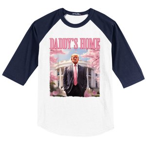 Daddys Home Funny Trump Daddys Coming Home 2024 Maga 2024 Baseball Sleeve Shirt