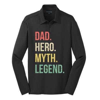 Dad Hero Funny Father Legendary Daddy Dad Joke Lover Gift Silk Touch Performance Long Sleeve Polo