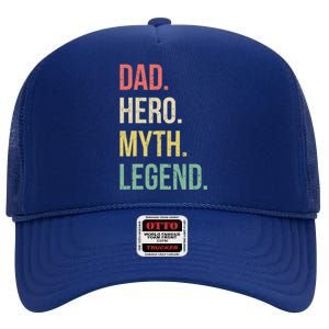 Dad Hero Funny Father Legendary Daddy Dad Joke Lover Gift High Crown Mesh Back Trucker Hat