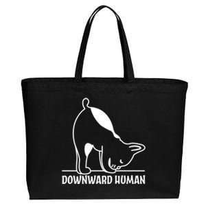 Downward Hu Funny Yoga Dog Lover Gift Cotton Canvas Jumbo Tote