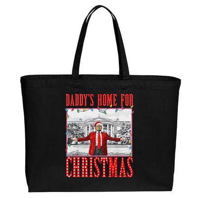 DaddyS Home For Christmas Trump Cotton Canvas Jumbo Tote