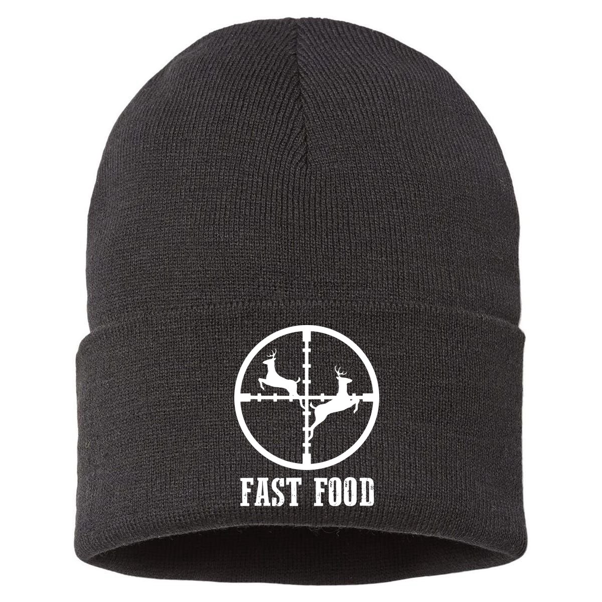 Deer Hunting Funny Hunter Fast Food Gift Sustainable Knit Beanie