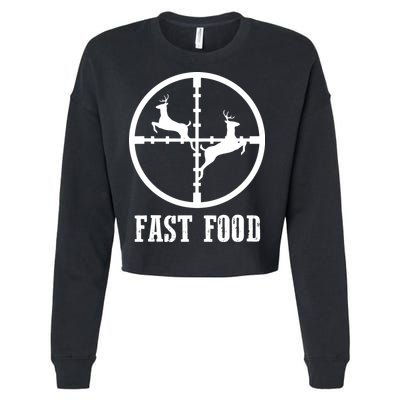 Deer Hunting Funny Hunter Fast Food Gift Cropped Pullover Crew
