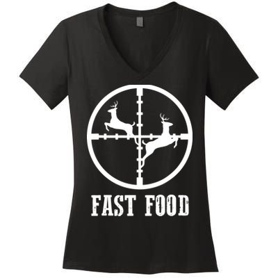 Deer Hunting Funny Hunter Fast Food Gift Women's V-Neck T-Shirt