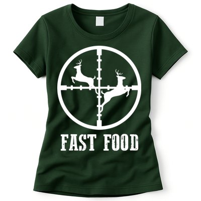 Deer Hunting Funny Hunter Fast Food Gift Womens T-Shirt
