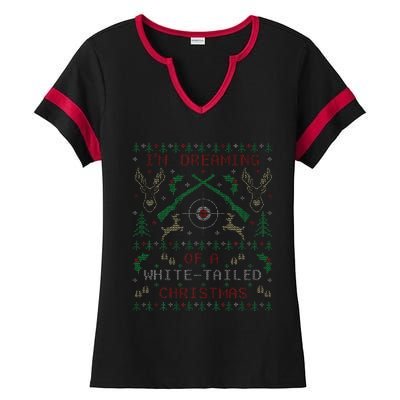 Deer Hunting Funny Ugly Christmas Sweater Party Ladies Halftime Notch Neck Tee