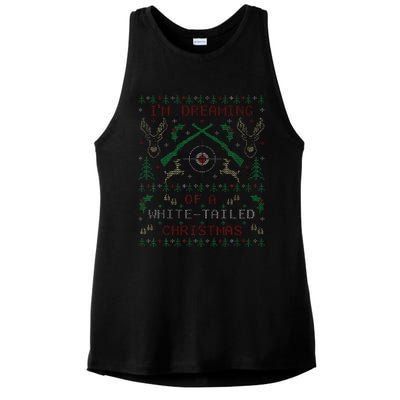 Deer Hunting Funny Ugly Christmas Sweater Party Ladies PosiCharge Tri-Blend Wicking Tank