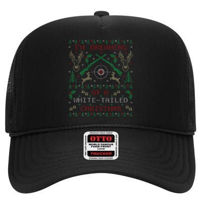 Deer Hunting Funny Ugly Christmas Sweater Party High Crown Mesh Back Trucker Hat