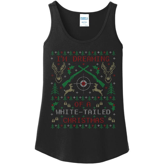 Deer Hunting Funny Ugly Christmas Sweater Party Ladies Essential Tank