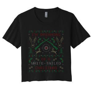 Deer Hunting Funny Ugly Christmas Sweater Party Women's Crop Top Tee