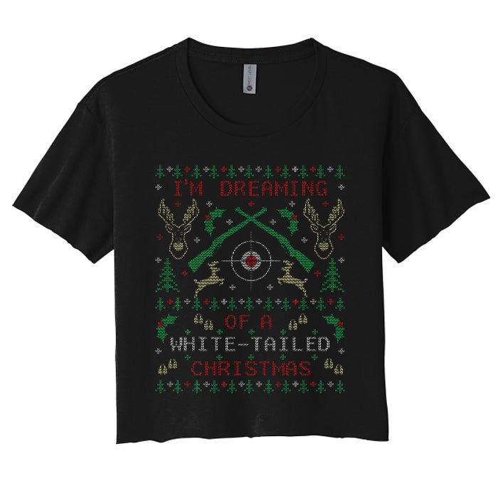 Deer Hunting Funny Ugly Christmas Sweater Party Women's Crop Top Tee