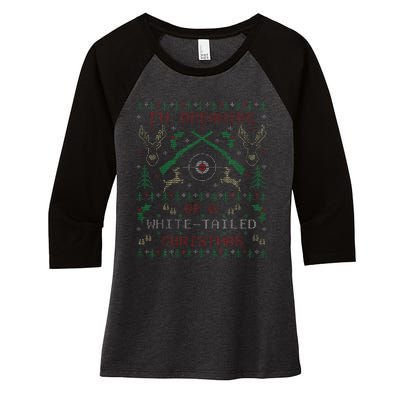 Deer Hunting Funny Ugly Christmas Sweater Party Women's Tri-Blend 3/4-Sleeve Raglan Shirt