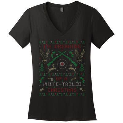 Deer Hunting Funny Ugly Christmas Sweater Party Women's V-Neck T-Shirt