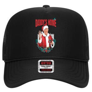 DaddyS Home Funny Santa Trump Christmas 2024 New President High Crown Mesh Back Trucker Hat