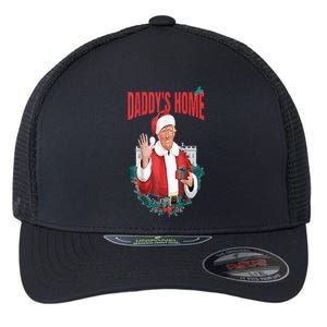 DaddyS Home Funny Santa Trump Christmas 2024 New President Flexfit Unipanel Trucker Cap