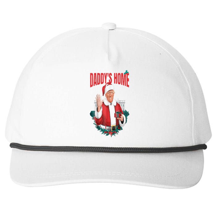 DaddyS Home Funny Santa Trump Christmas 2024 New President Snapback Five-Panel Rope Hat