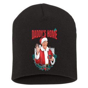 DaddyS Home Funny Santa Trump Christmas 2024 New President Short Acrylic Beanie