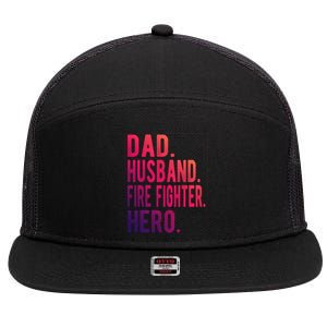 Dad Husband Fire Fighter Hero Gift 7 Panel Mesh Trucker Snapback Hat