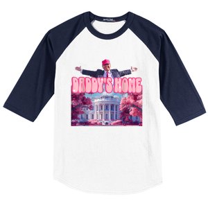 Daddys Home Funny Trump Daddys Coming Home 2024 Baseball Sleeve Shirt